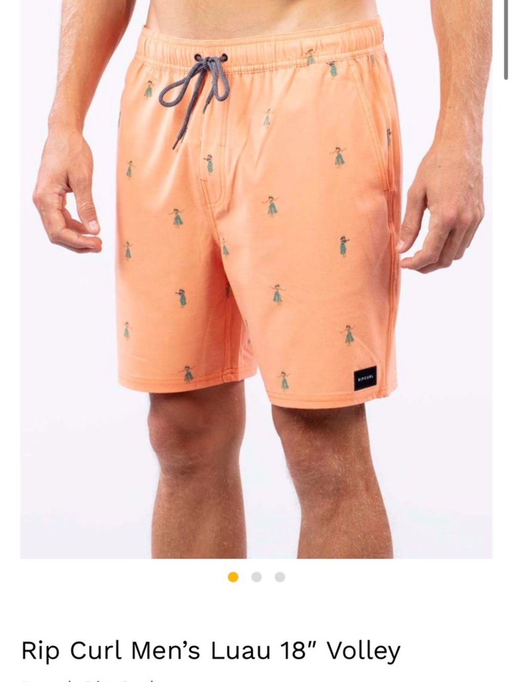 Rip Curl Peach Volley Swim Shorts with Hula Print